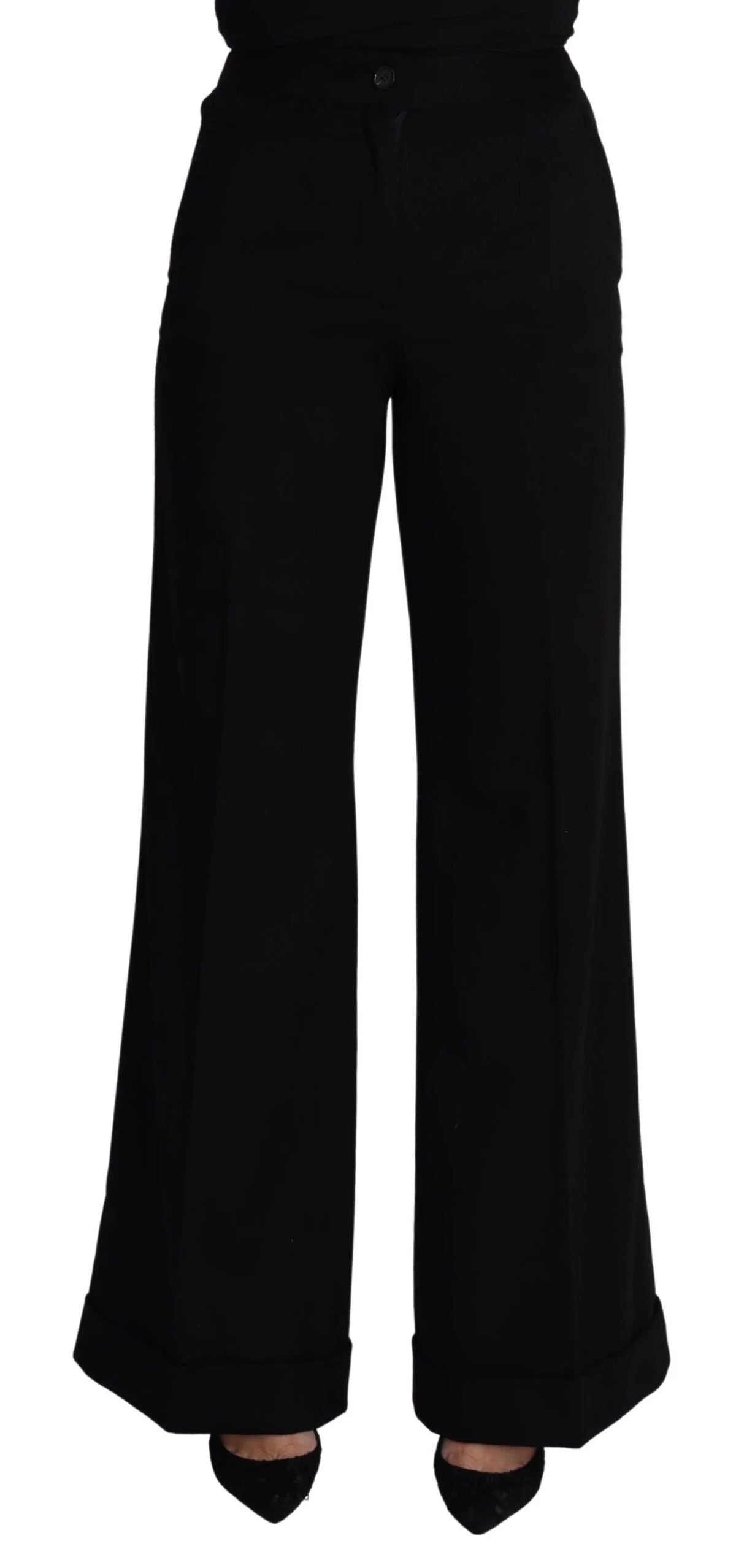 Dolce & Gabbana Black Cashmere Wide Leg Women Trouser Pants - IT38|XS - Trousers
