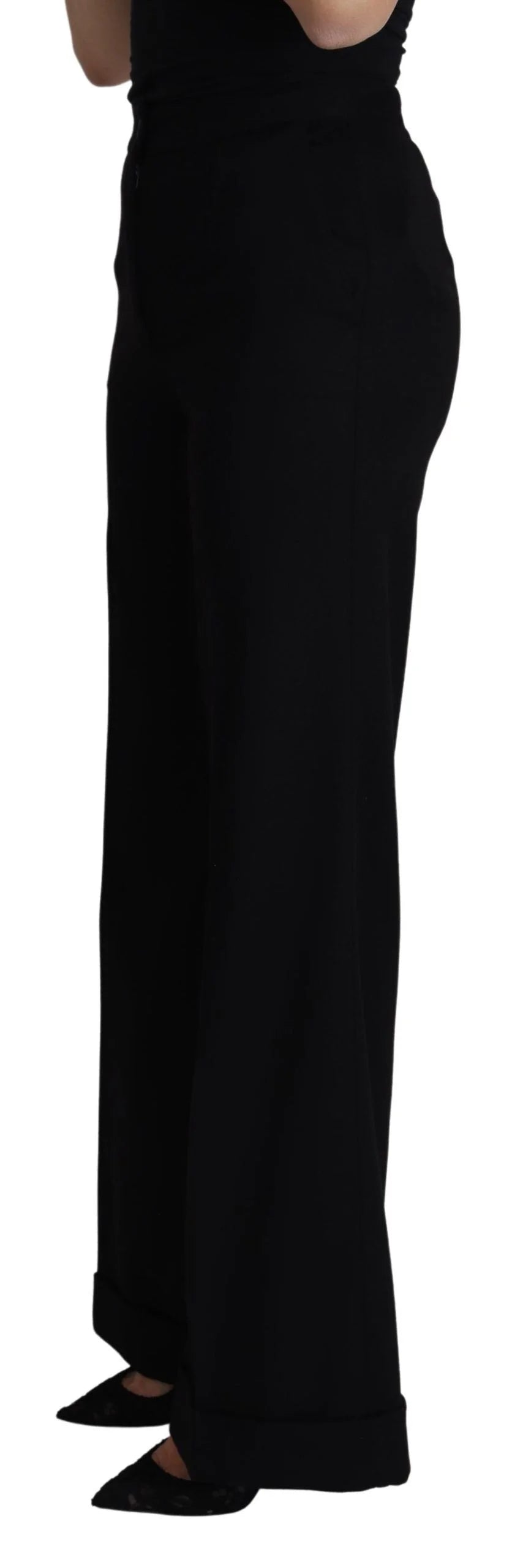 Dolce & Gabbana Black Cashmere Wide Leg Women Trouser Pants - IT38|XS - Trousers