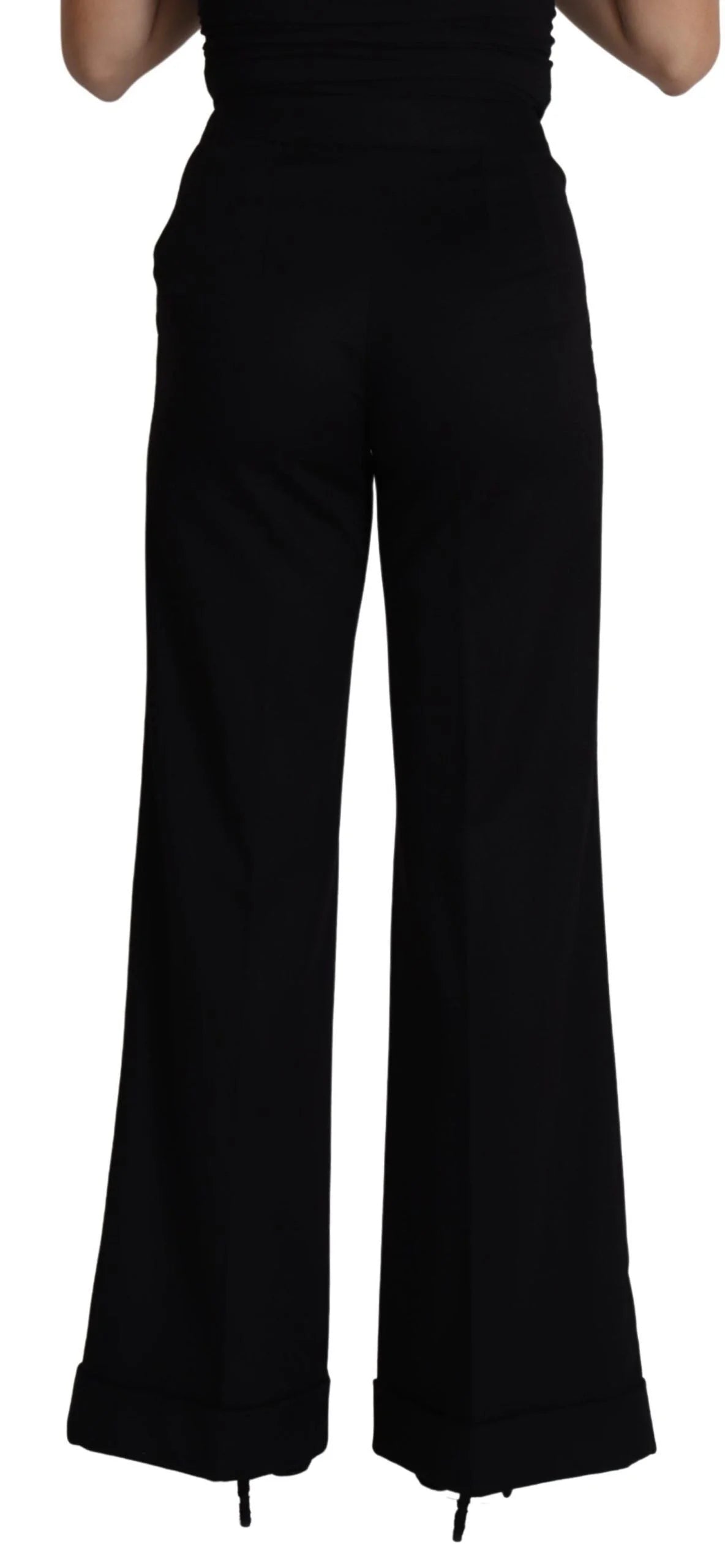 Dolce & Gabbana Black Cashmere Wide Leg Women Trouser Pants - IT38|XS - Trousers