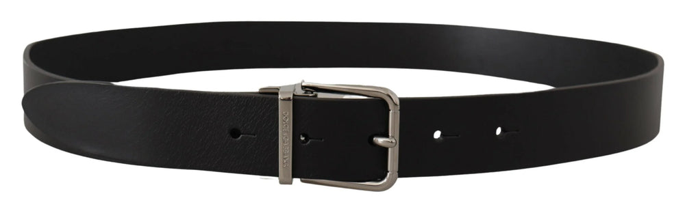 Dolce & Gabbana Black Casual Calf Leather Logo Metal Buckle Belt - 85 cm / 34 Inches - Belts