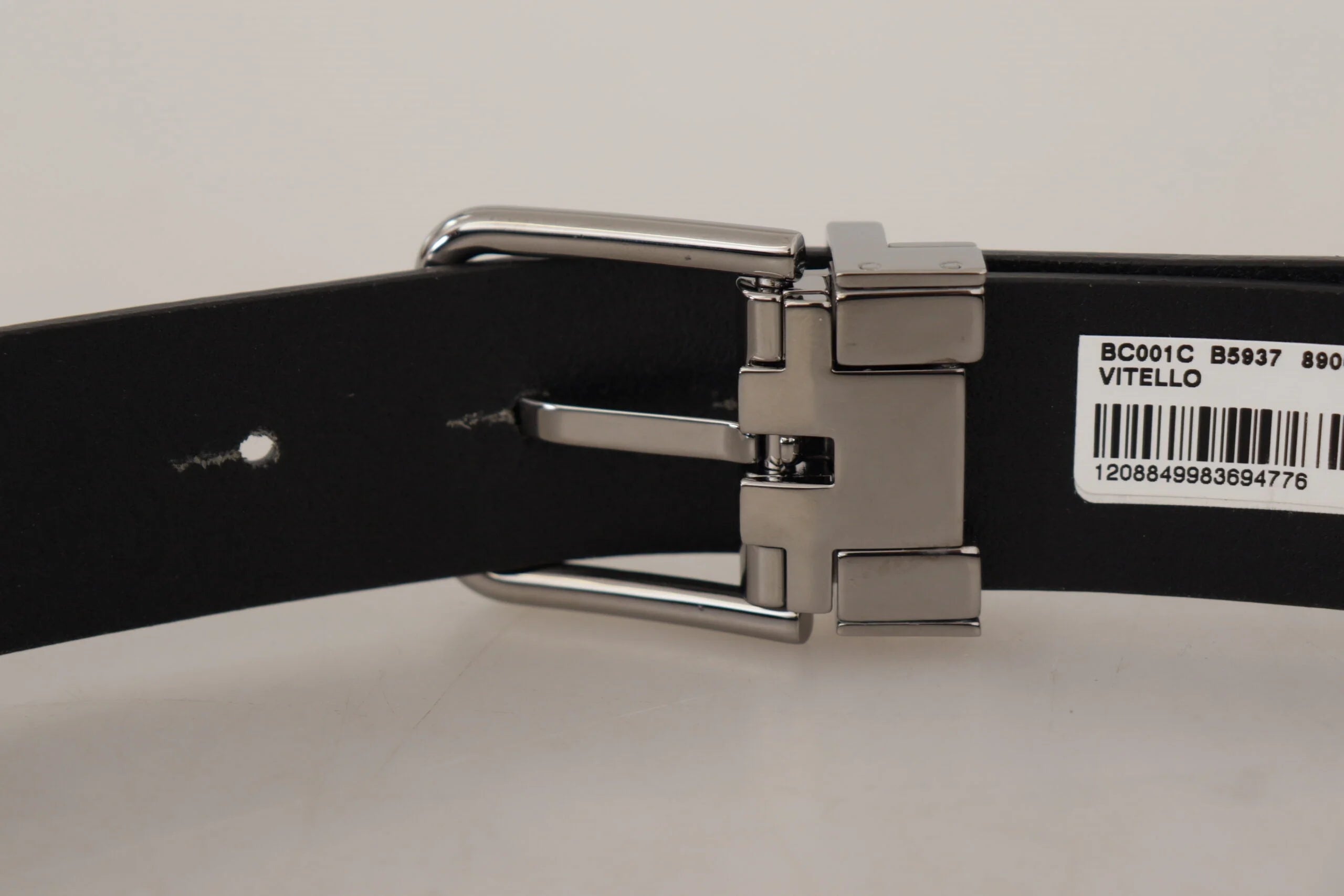 Dolce & Gabbana Black Casual Calf Leather Logo Metal Buckle Belt - 85 cm / 34 Inches - Belts