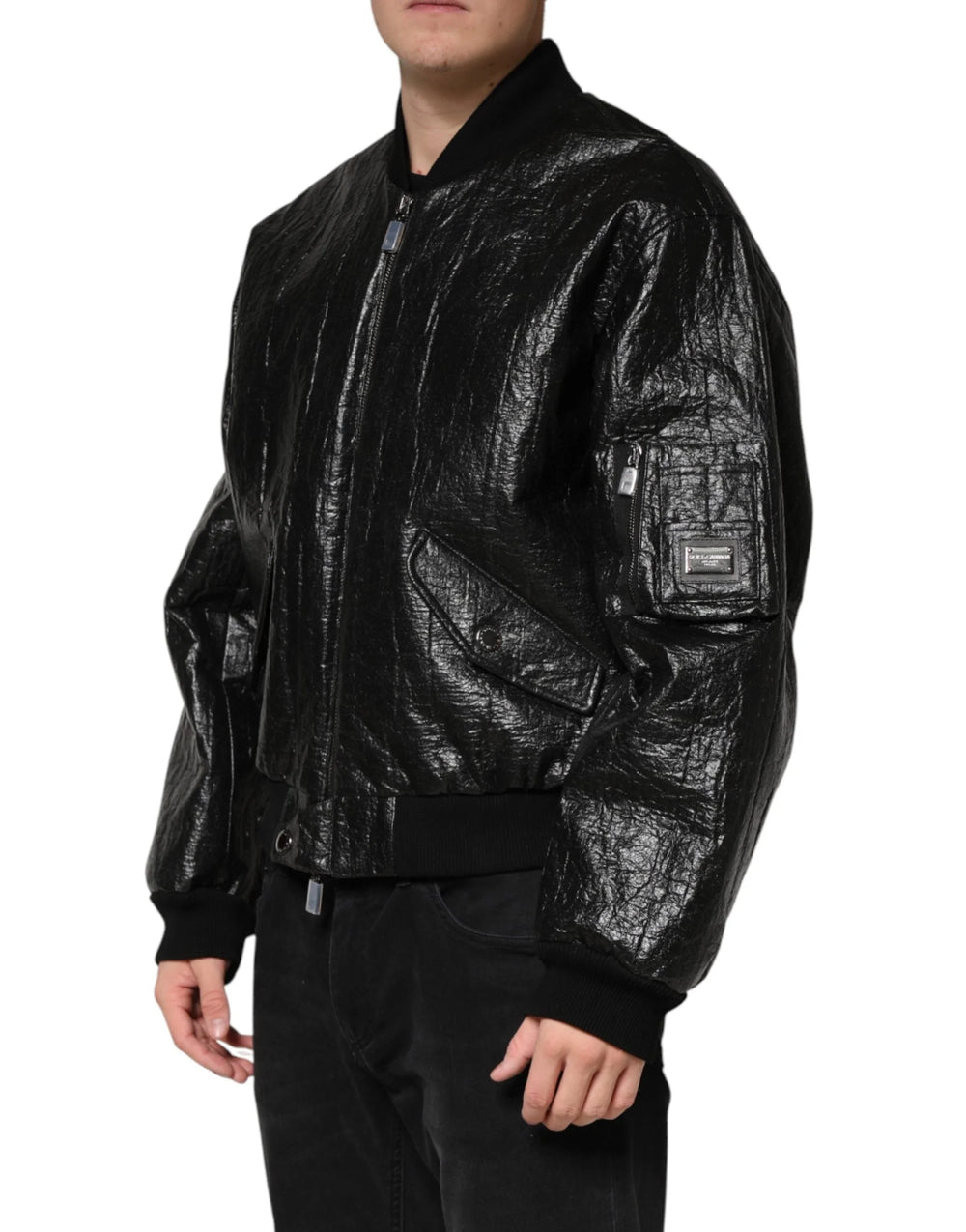 Dolce & Gabbana Black Cellulose Leather FullZip Biker Jacket - IT50 | L