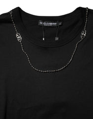 Dolce & Gabbana Black Chain Necklace Cotton Crewneck T-shirt - IT60 | 3XL - T-Shirts