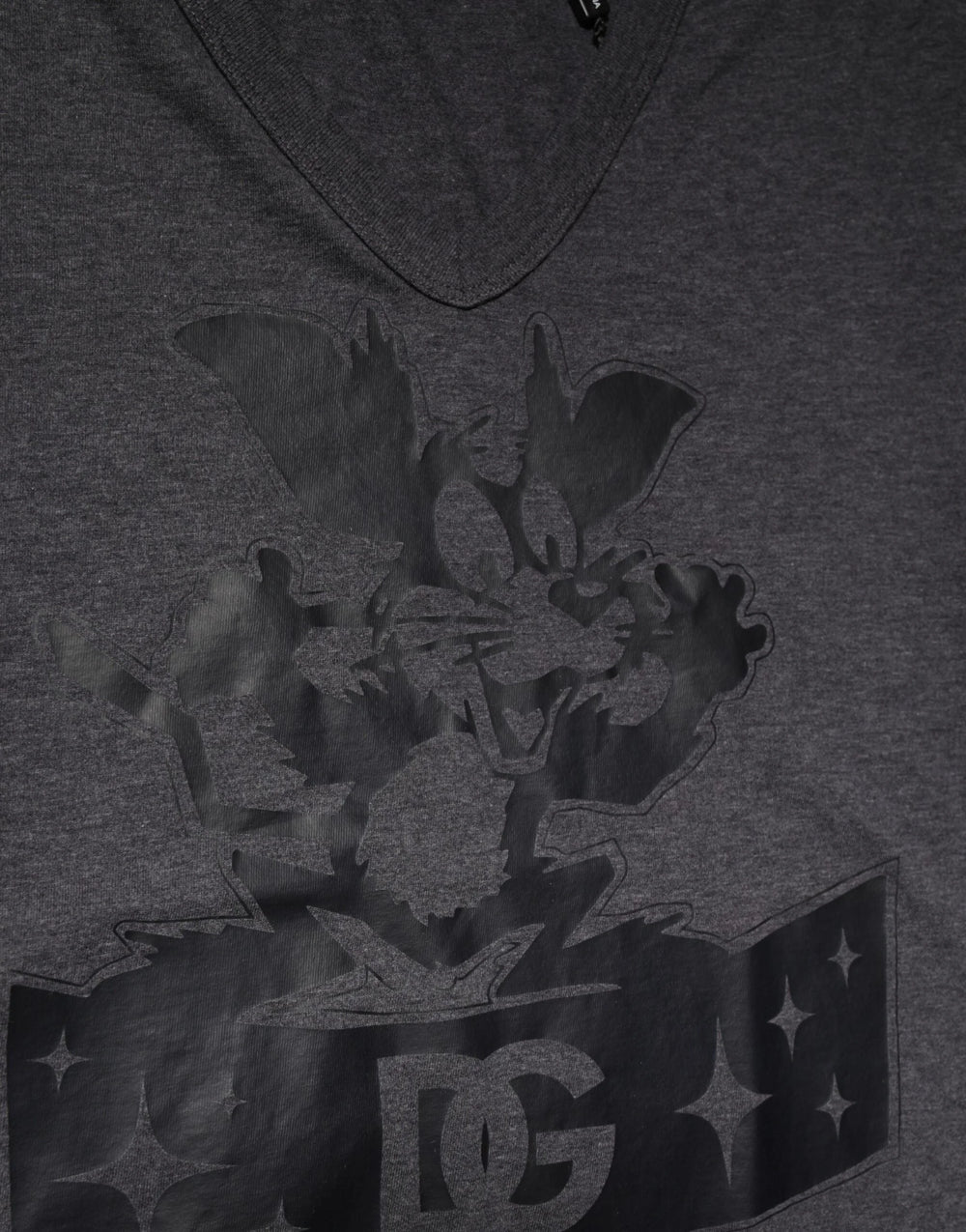 Dolce & Gabbana Black Charcoal DG Logo V-Neck Men T-shirt - IT52 | XL - T-Shirts