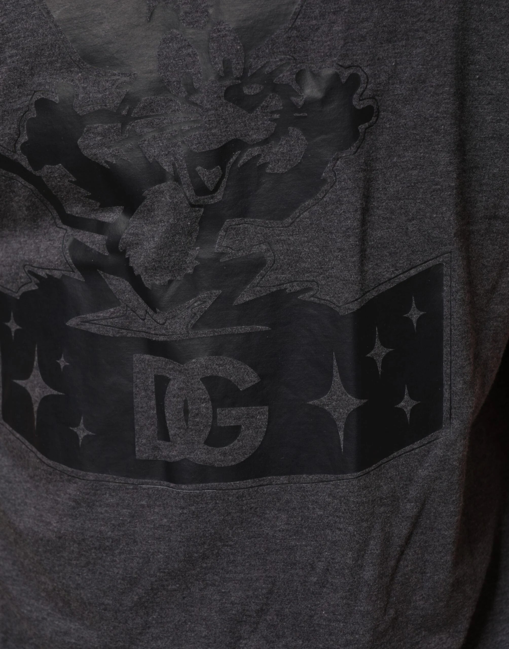 Dolce & Gabbana Black Charcoal DG Logo V-Neck Men T-shirt - IT52 | XL