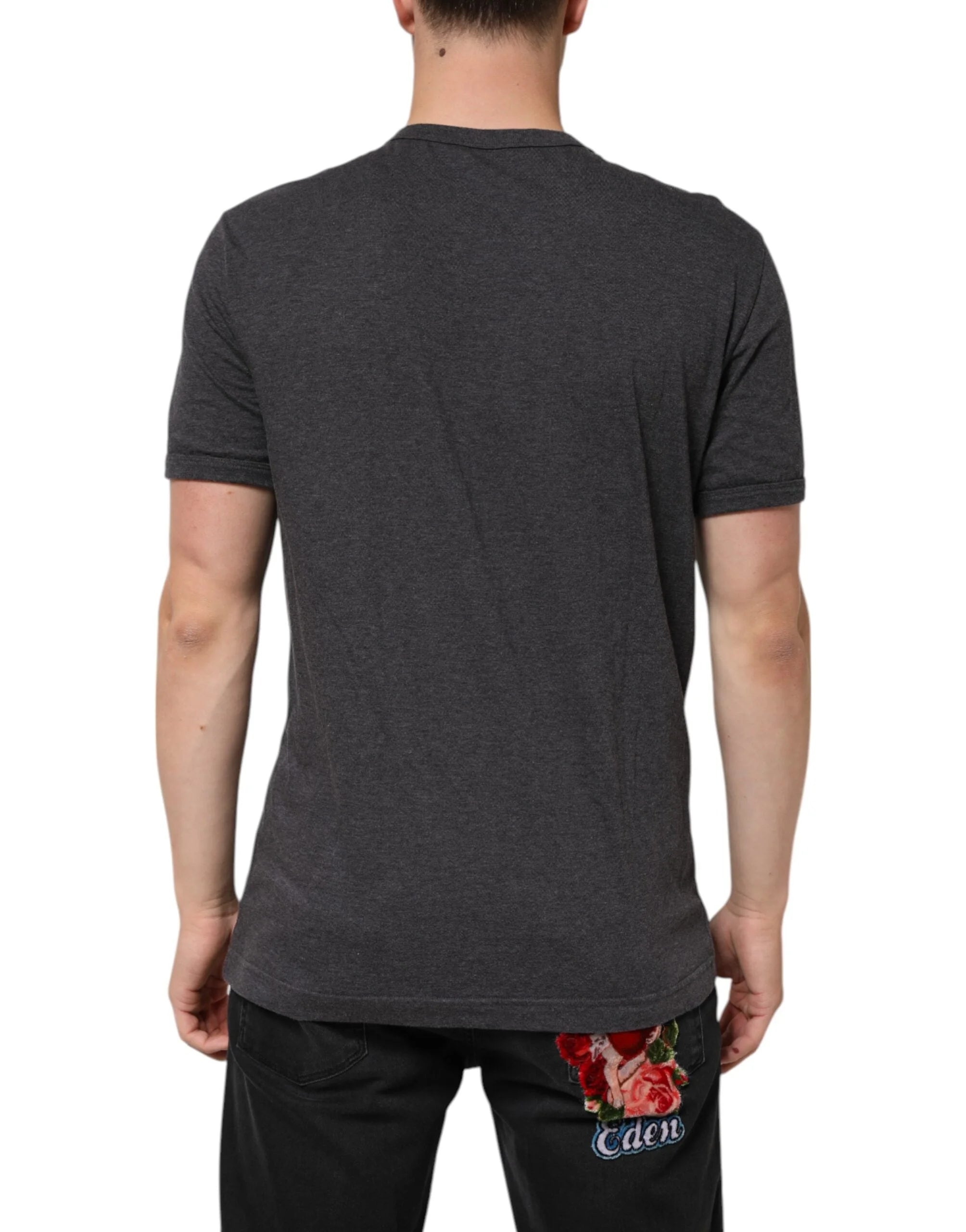 Dolce & Gabbana Black Charcoal DG Logo V-Neck Men T-shirt - IT52 | XL