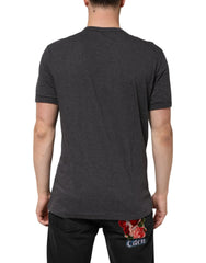 Dolce & Gabbana Black Charcoal DG Logo V-Neck Men T-shirt - IT52 | XL