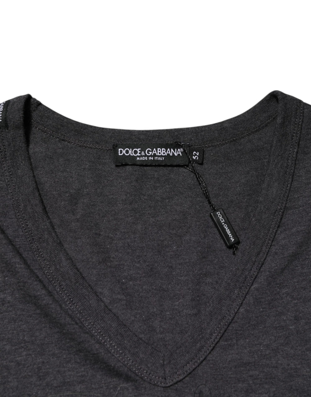 Dolce & Gabbana Black Charcoal DG Logo V-Neck Men T-shirt - IT52 | XL - T-Shirts