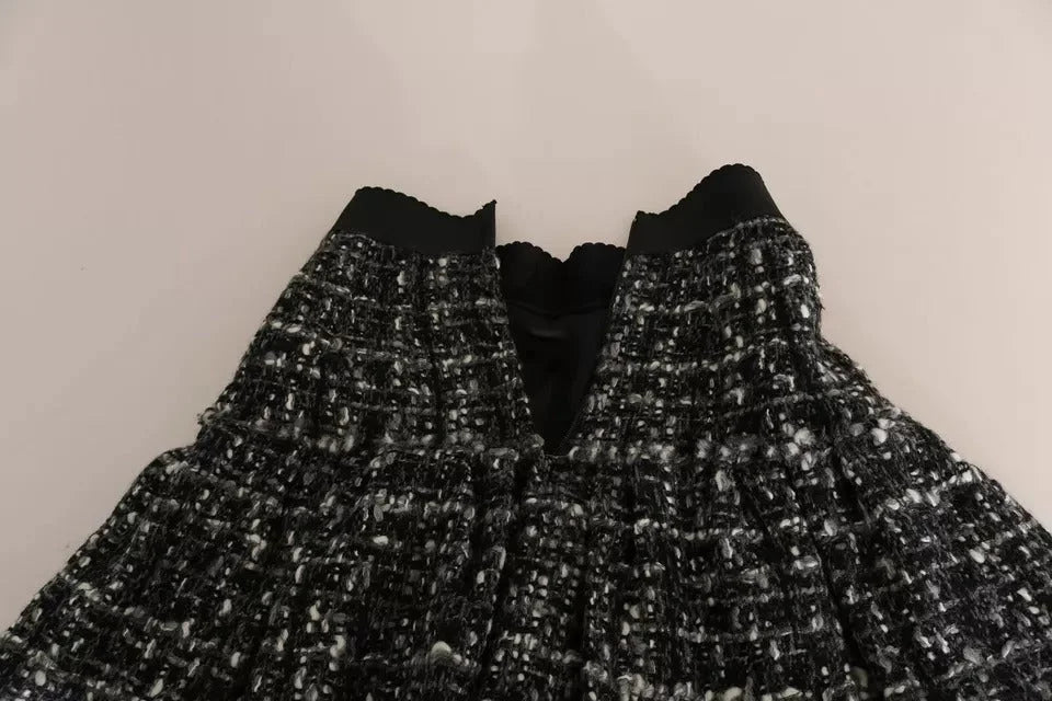Dolce & Gabbana Black Check Flounce Detailed Wool Mini Skirt - IT38 | XS