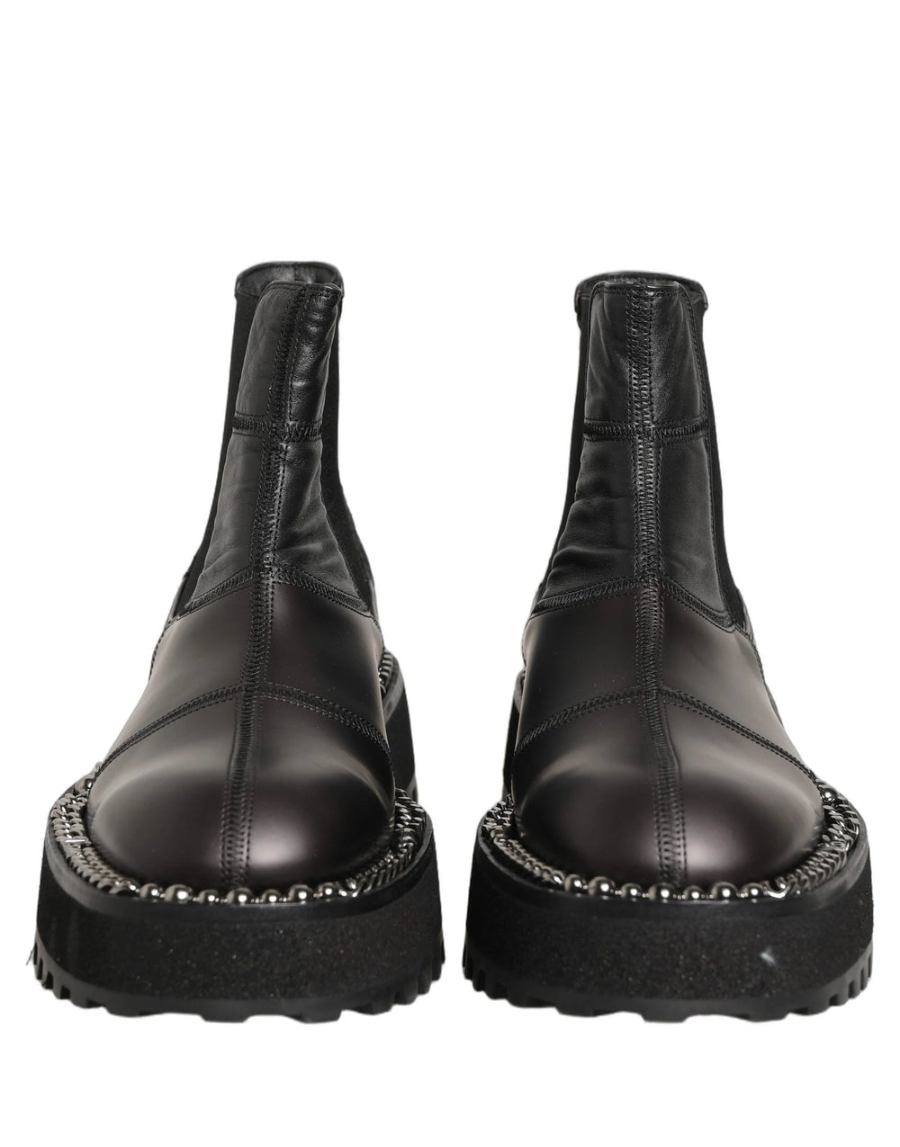 Dolce & Gabbana Black Chelsea Boots Leather Slip On Men Shoes