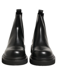 Dolce & Gabbana Black Chelsea Boots Leather Slip On Men Shoes - EU44/US11
