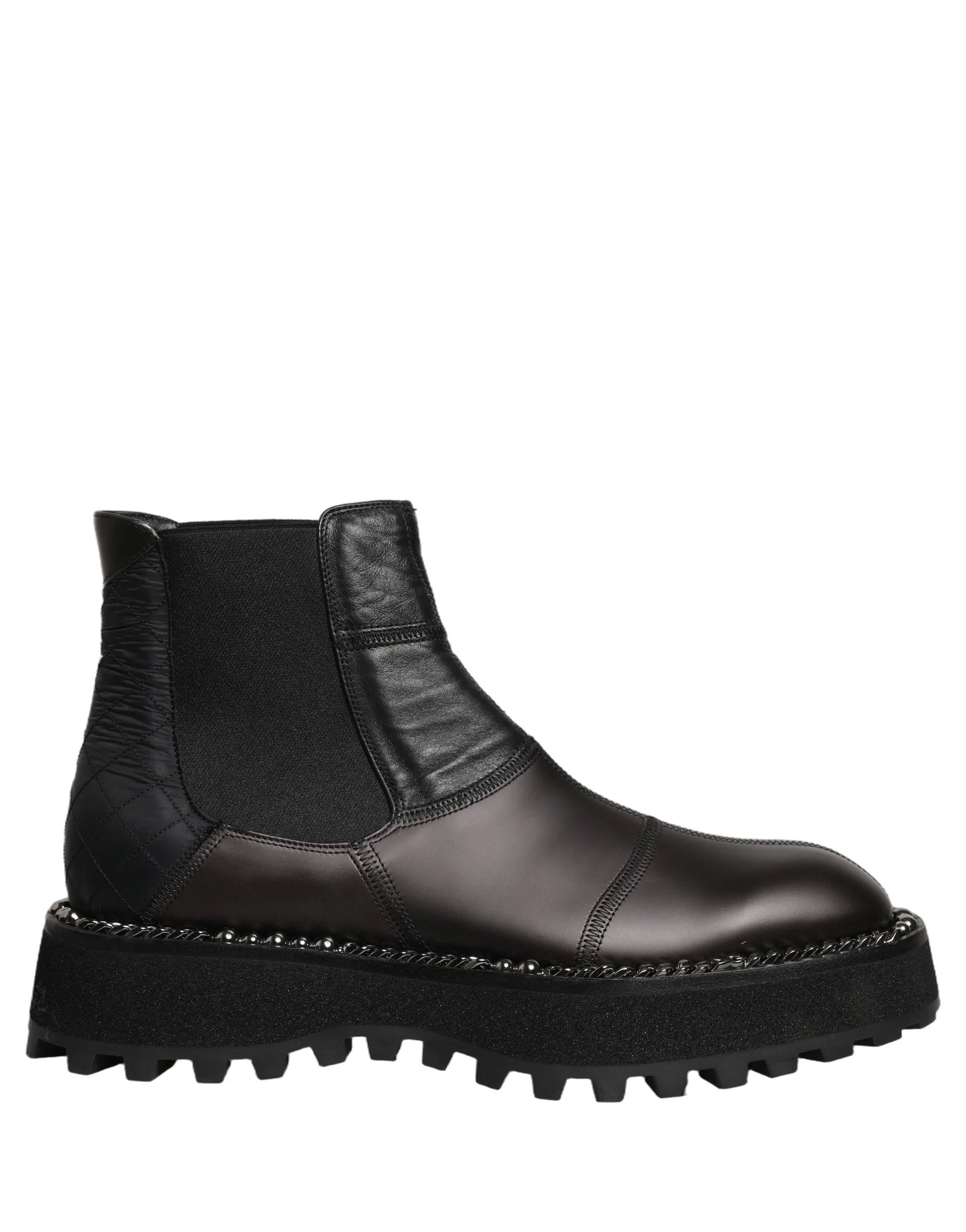 Rear view of the Dolce & Gabbana Chelsea boots highlighting the leather pull tab and structured heel counter.