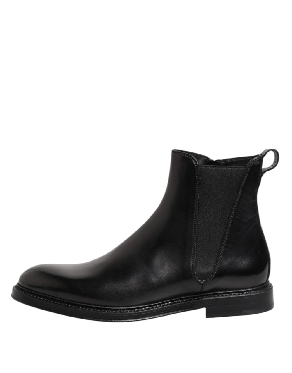 Dolce & Gabbana Black Chelsea Leather Mid Calf Boots Shoes - Boots