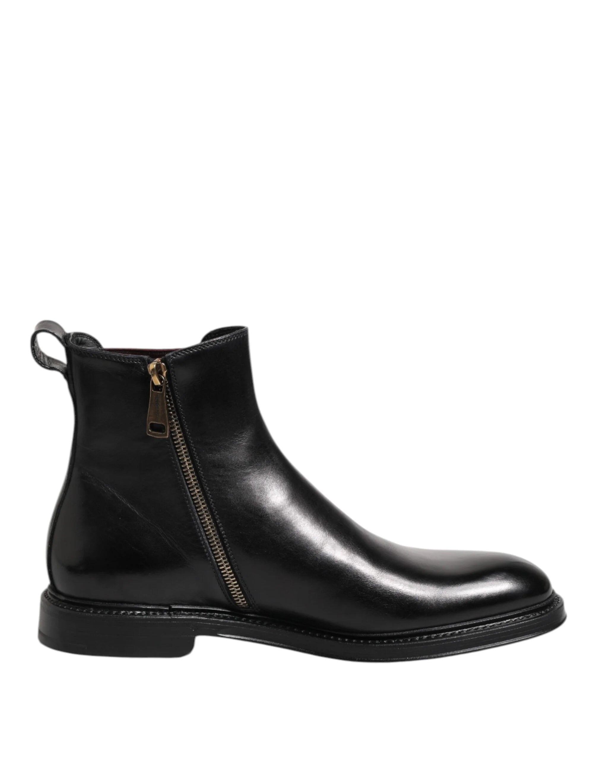 Dolce & Gabbana Black Chelsea Leather Mid Calf Boots Shoes - Boots