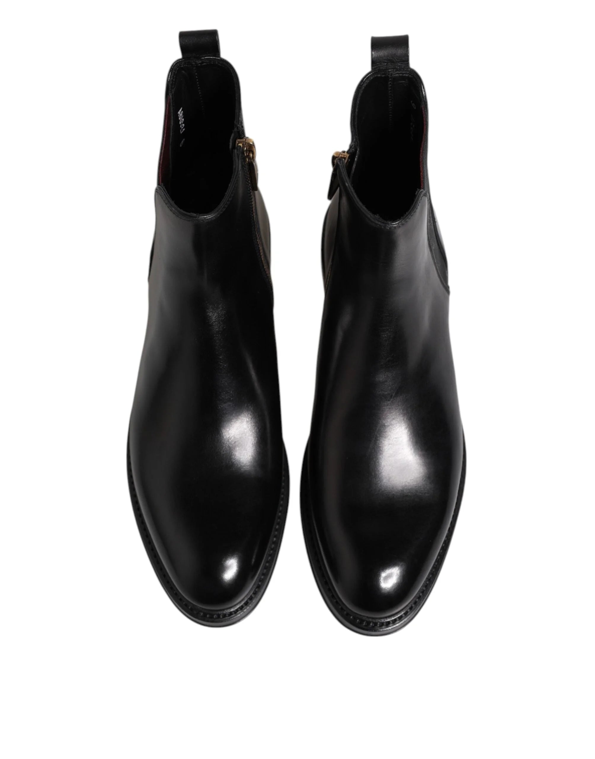 Dolce & Gabbana Black Chelsea Leather Mid Calf Boots Shoes - Boots