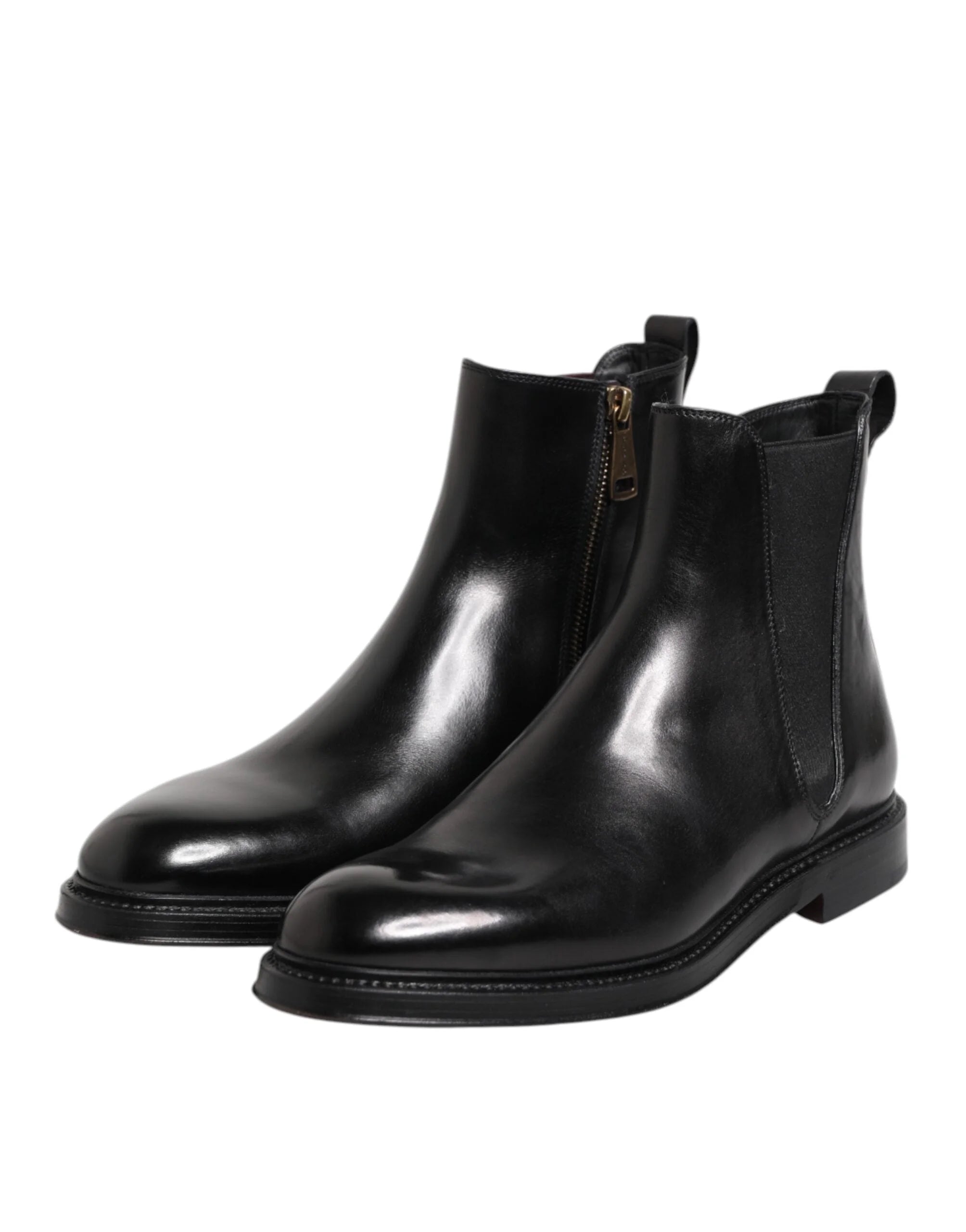 Dolce & Gabbana Black Chelsea Leather Mid Calf Boots Shoes - Boots