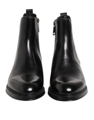 Dolce & Gabbana Black Chelsea Leather Mid Calf Boots Shoes - Boots