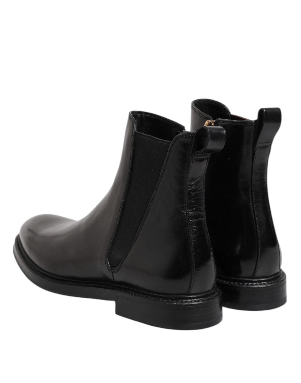 Dolce & Gabbana Black Chelsea Leather Mid Calf Boots Shoes - Boots