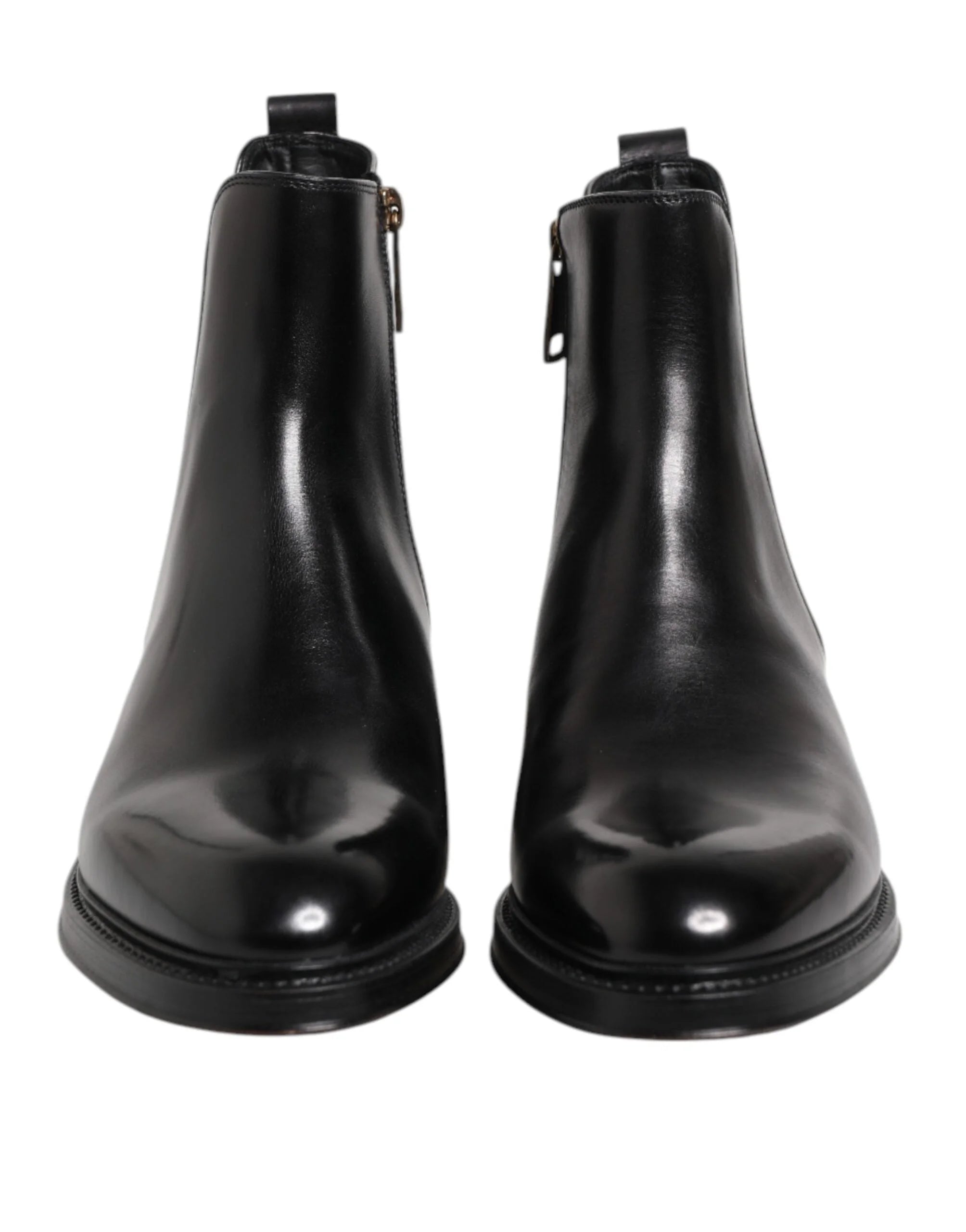 Dolce & Gabbana Black Chelsea Leather Mid Calf Boots Shoes - EU40/US7