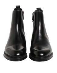 Dolce & Gabbana Black Chelsea Leather Mid Calf Boots Shoes - EU40/US7