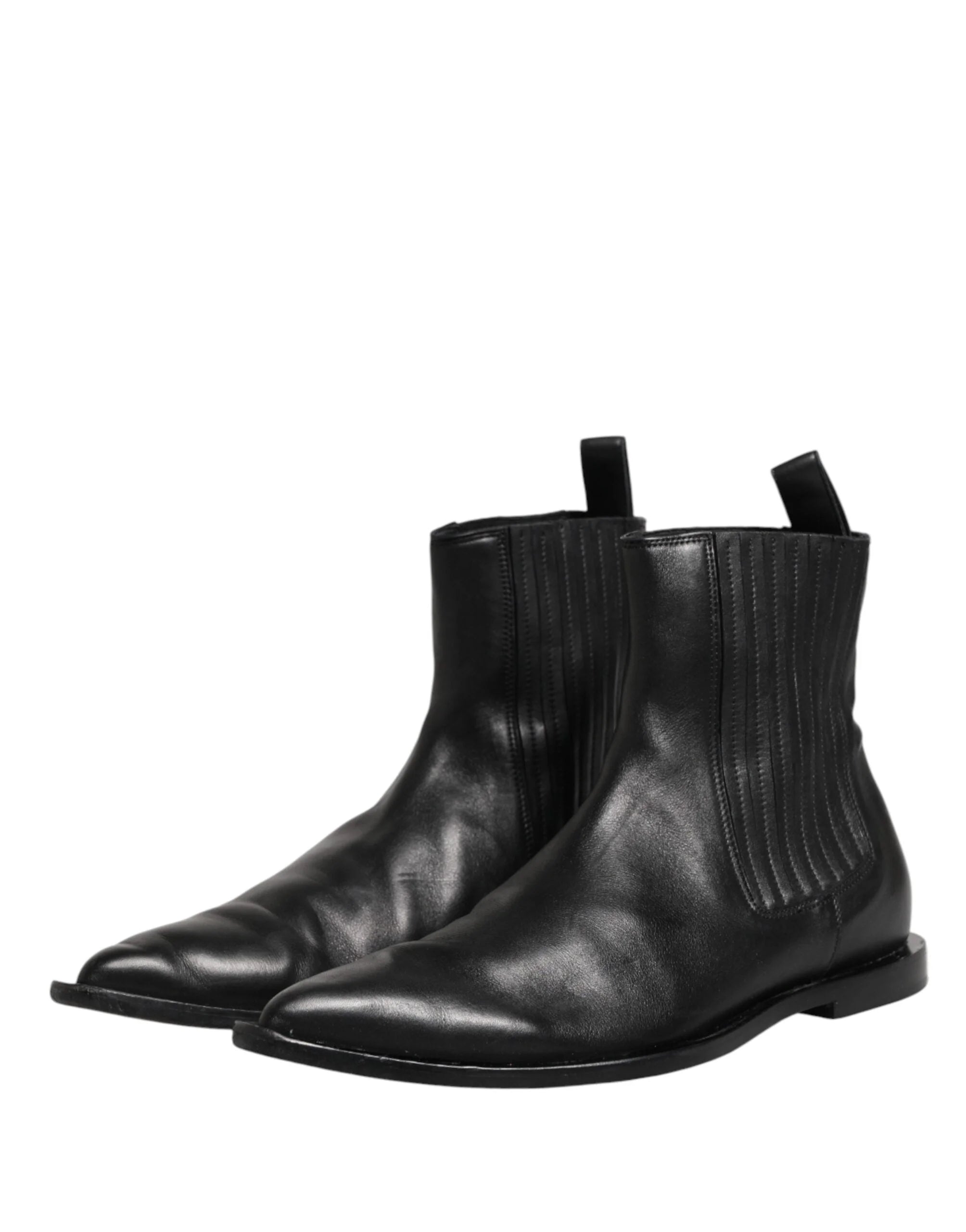 Dolce & Gabbana Mustat Chelsean Miesten Lyhyet Nilkkasaappaat Kengät - EU44/US11
