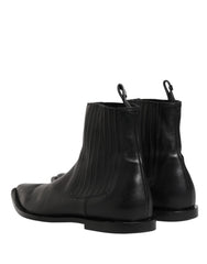 Dolce & Gabbana Mustat Chelsean Miesten Lyhyet Nilkkasaappaat Kengät - EU44/US11