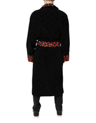 Dolce & Gabbana Black Cherry Print Wrap Robe Men Coat Jacket - IT48 | M - Wrap Coats
