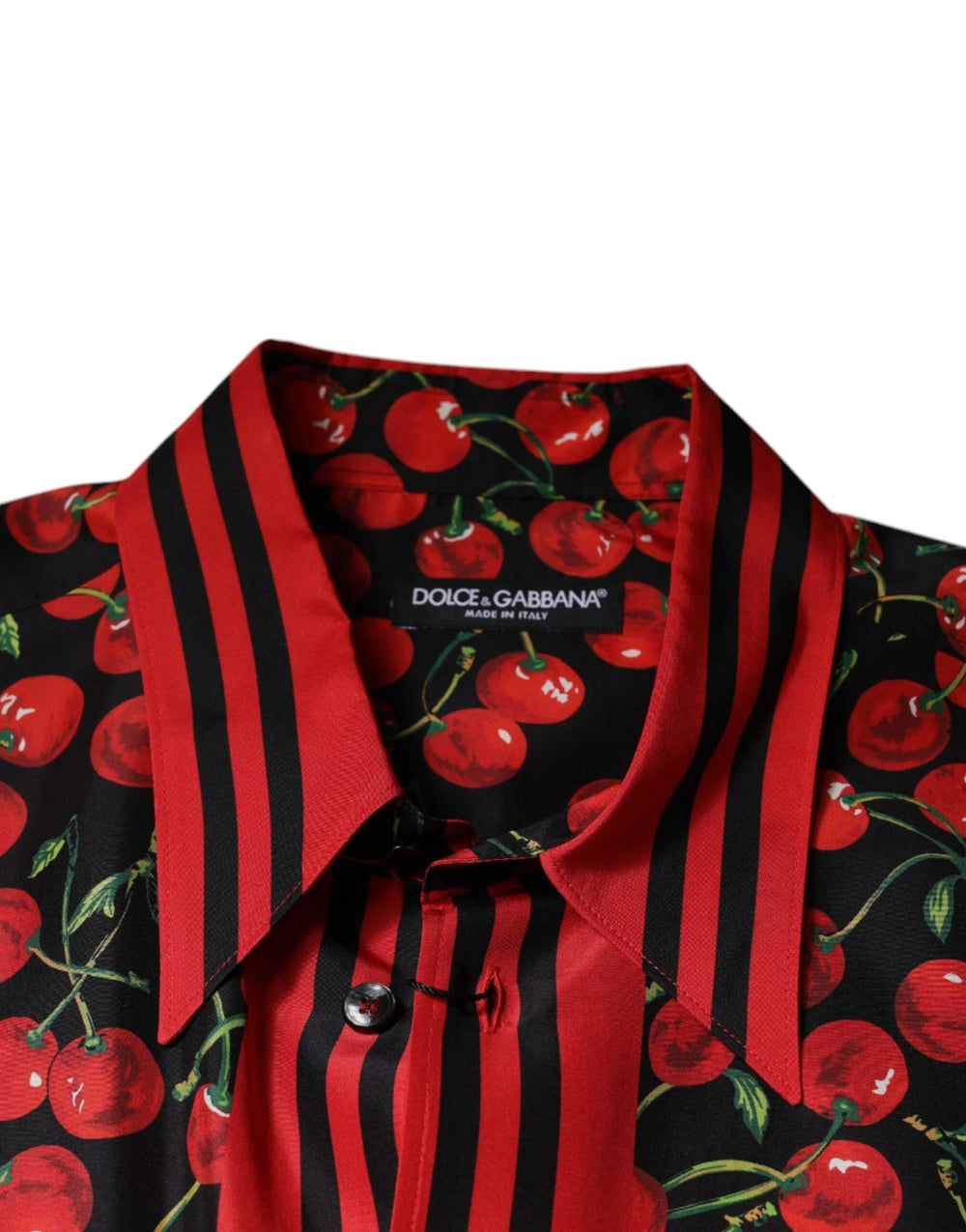 Dolce & Gabbana Black Cherry Silk Button Down Casual Shirt - IT42 | XL - Shirts