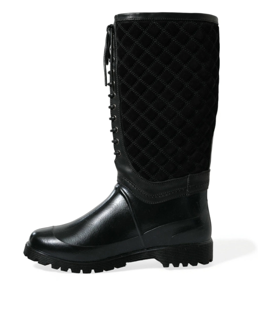 Dolce & Gabbana Black Chioggia Rubber Suede Rain Boots Shoes - EU43/US10