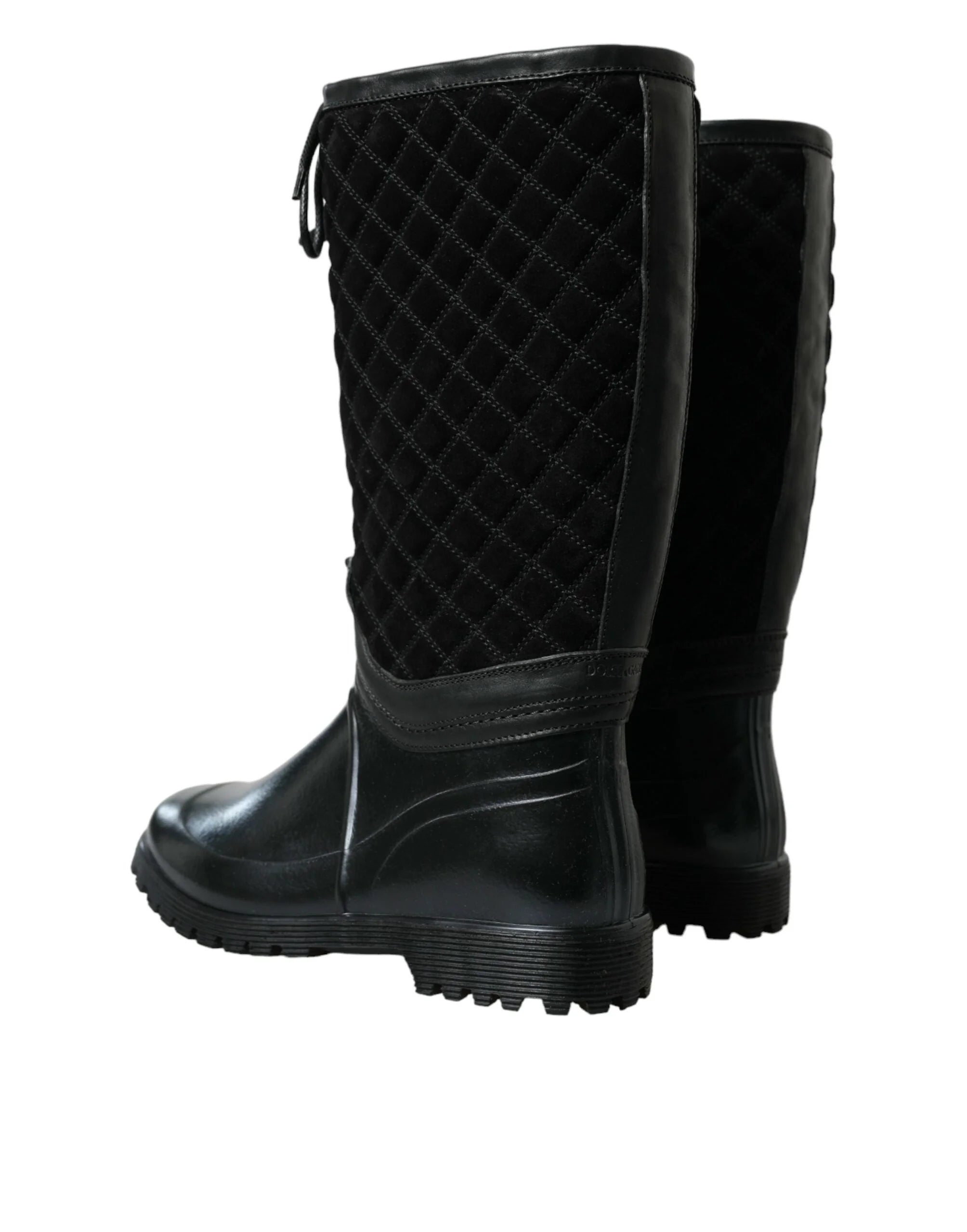 Dolce & Gabbana Black Chioggia Rubber Suede Rain Boots Shoes - EU43/US10