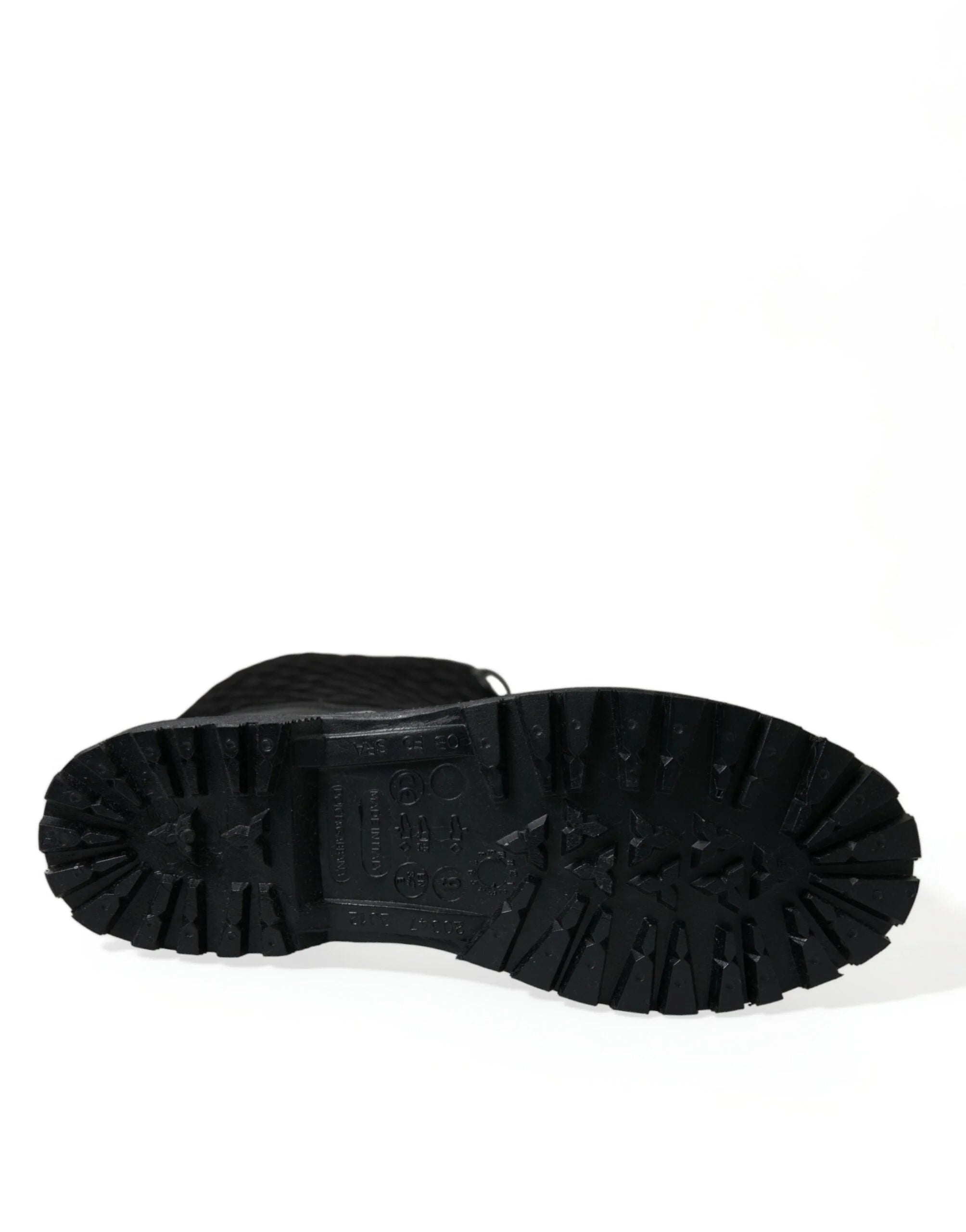 Dolce & Gabbana Black Chioggia Rubber Suede Rain Boots Shoes - EU43/US10