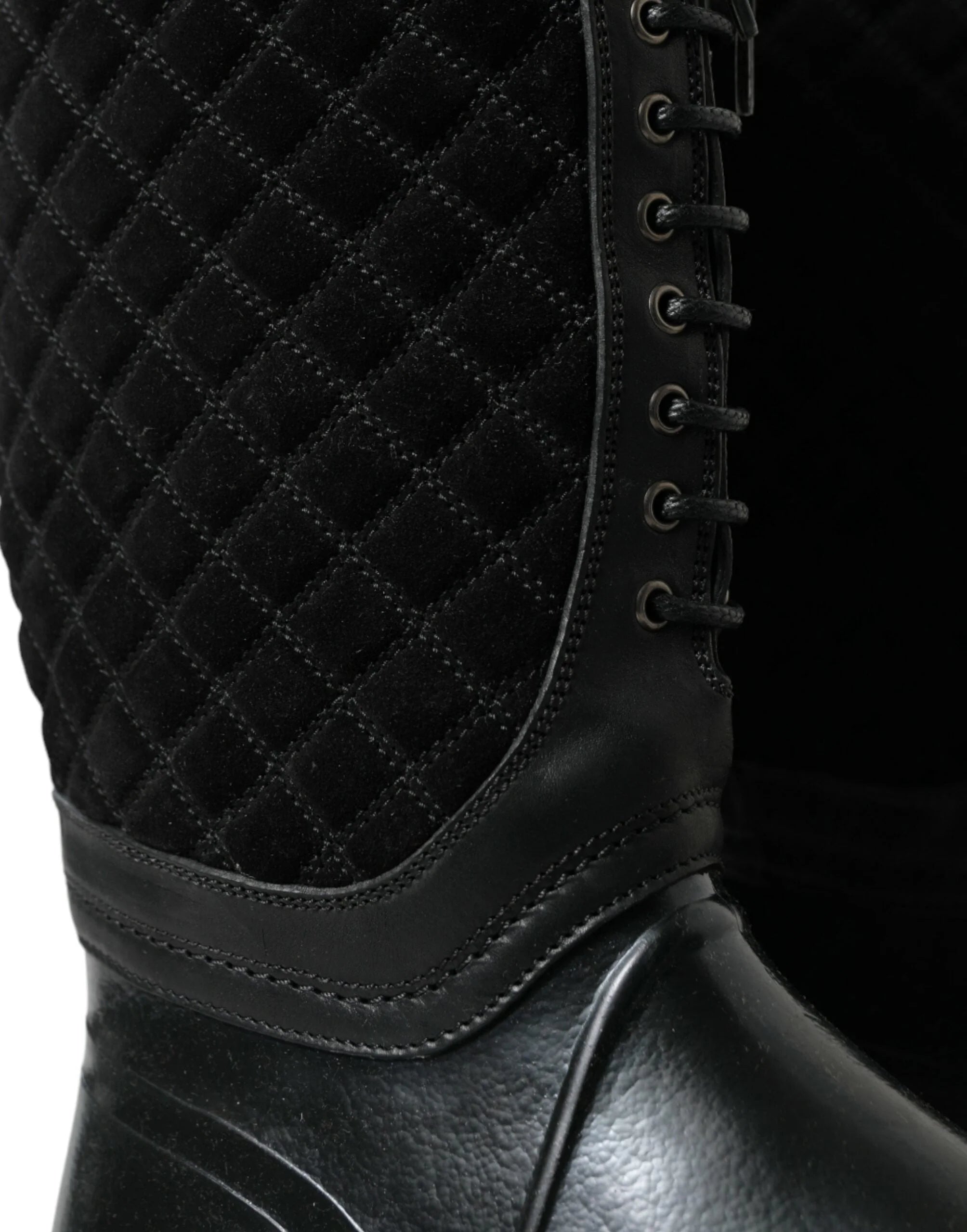 Dolce & Gabbana Black Chioggia Rubber Suede Rain Boots Shoes - EU43/US10