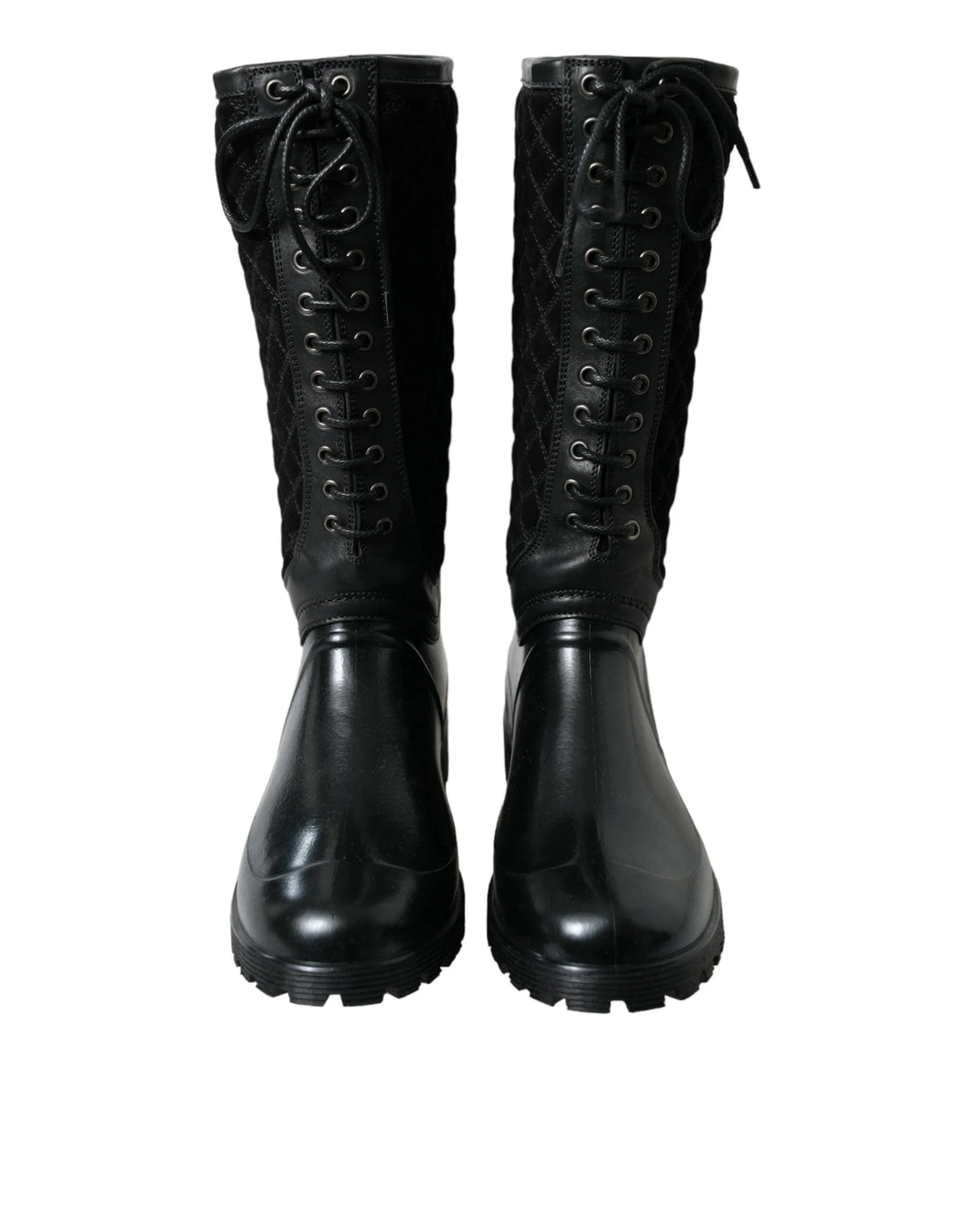 Dolce & Gabbana Black Chioggia Rubber Suede Rain Boots Shoes - EU43/US10