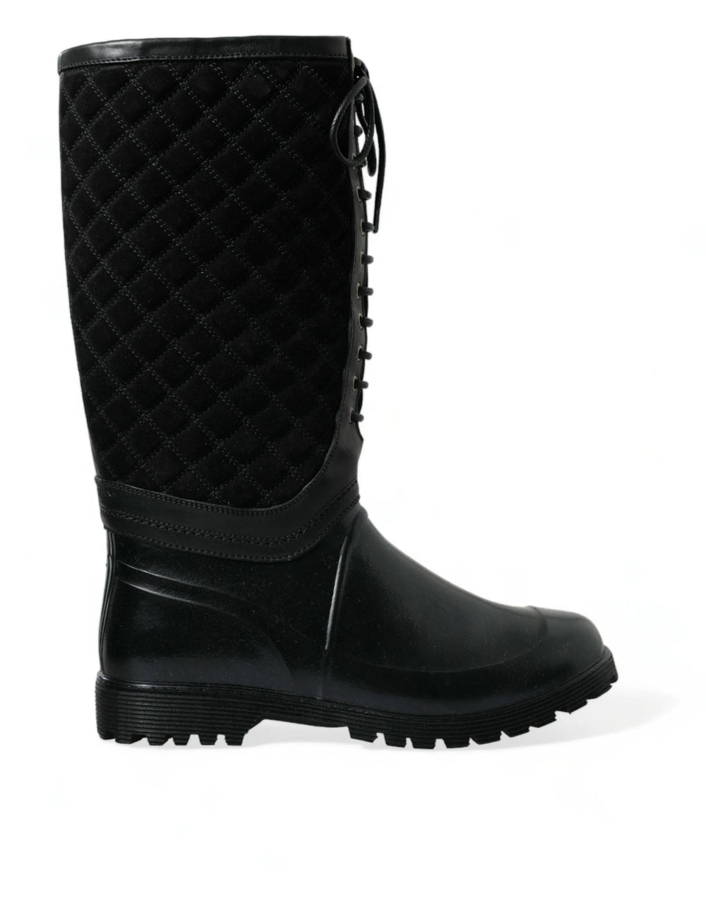 Dolce & Gabbana Black Chioggia Rubber Suede Rain Boots Shoes - EU43/US10
