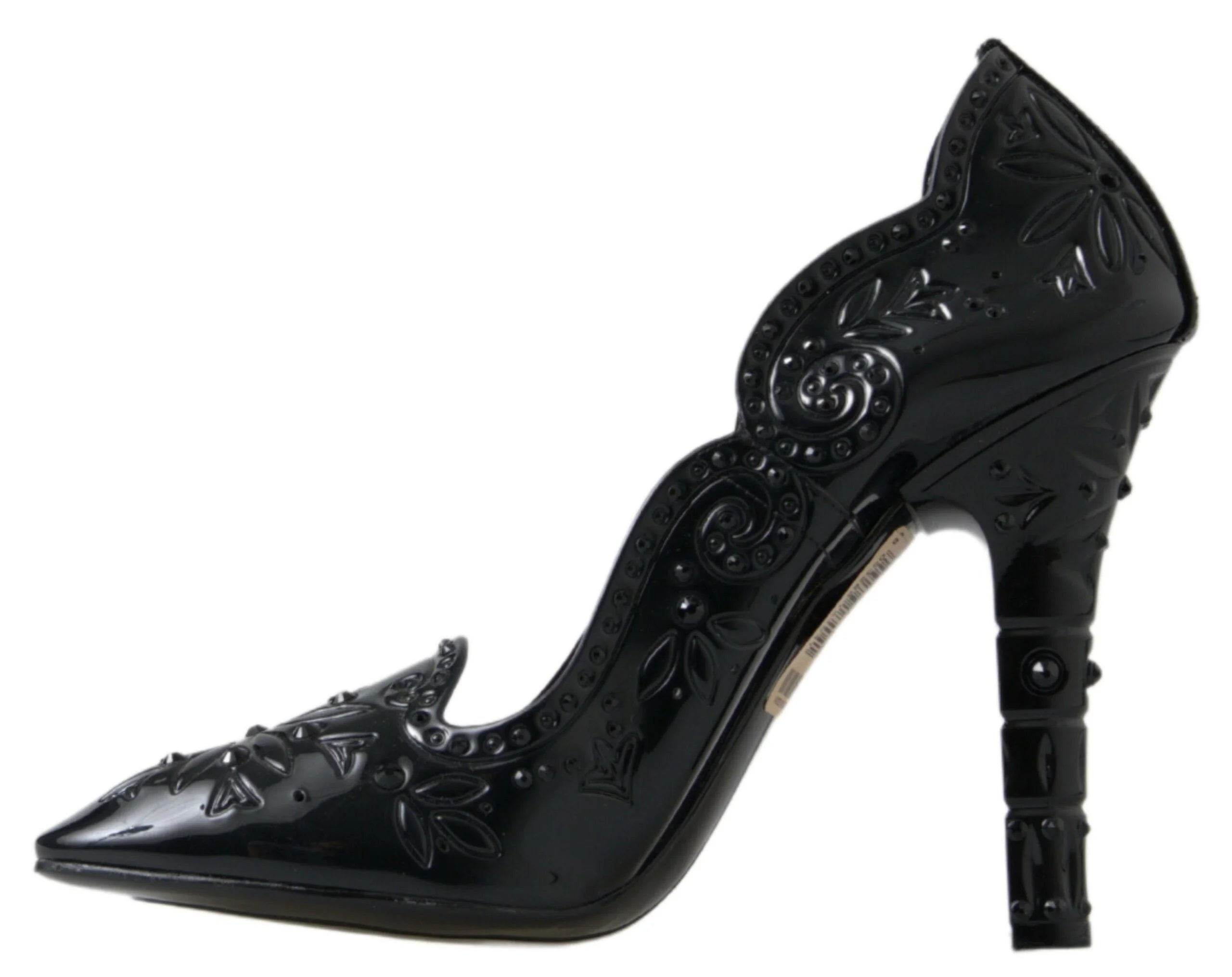 Dolce & Gabbana Black CINDERELLA Floral Crystal Heels Shoes - EU39/US8.5