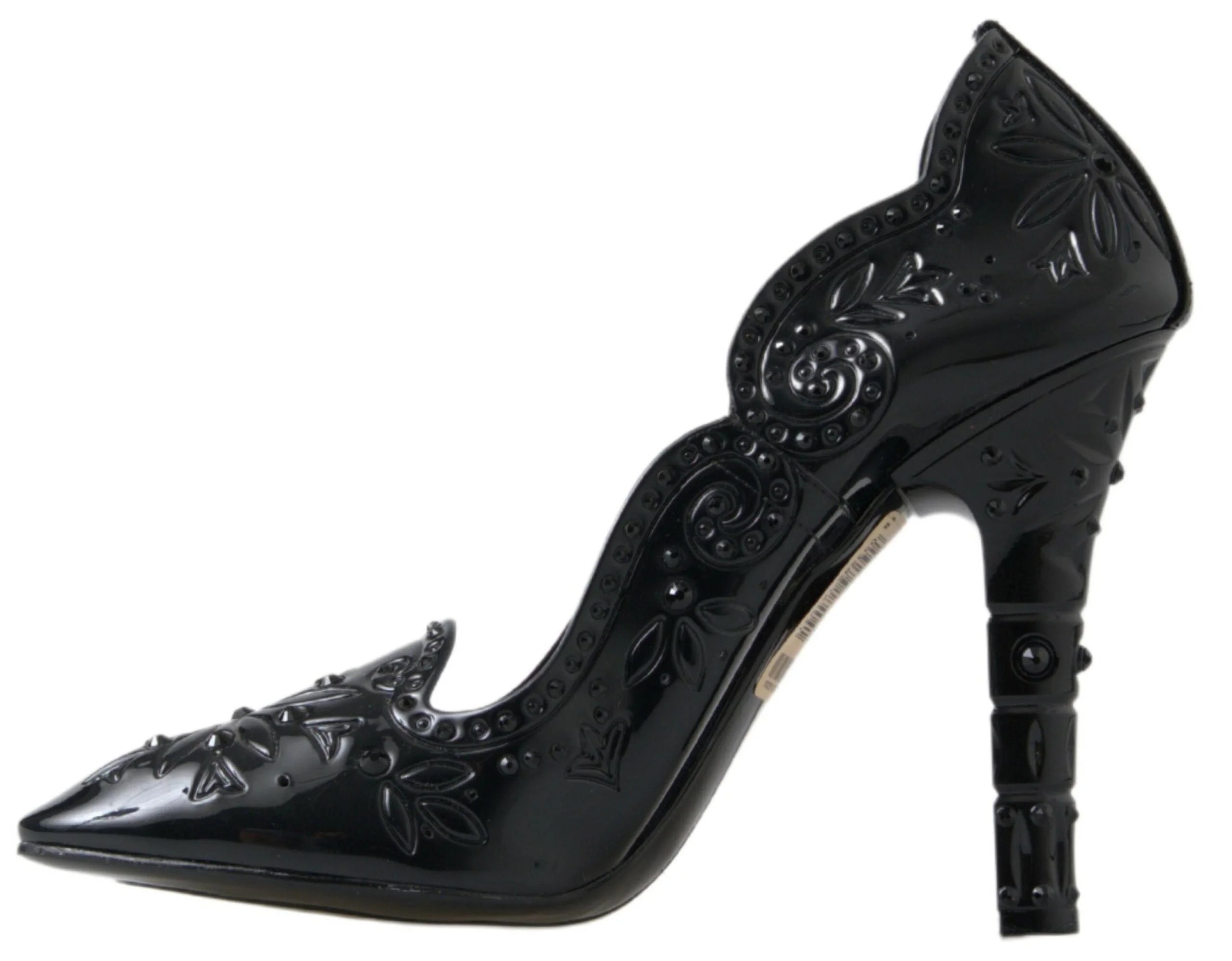 Dolce & Gabbana Black CINDERELLA Floral Crystal Heels Shoes - EU39/US8.5
