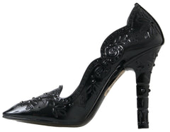 Dolce & Gabbana Black CINDERELLA Floral Crystal Heels Shoes - EU39/US8.5 - Heels