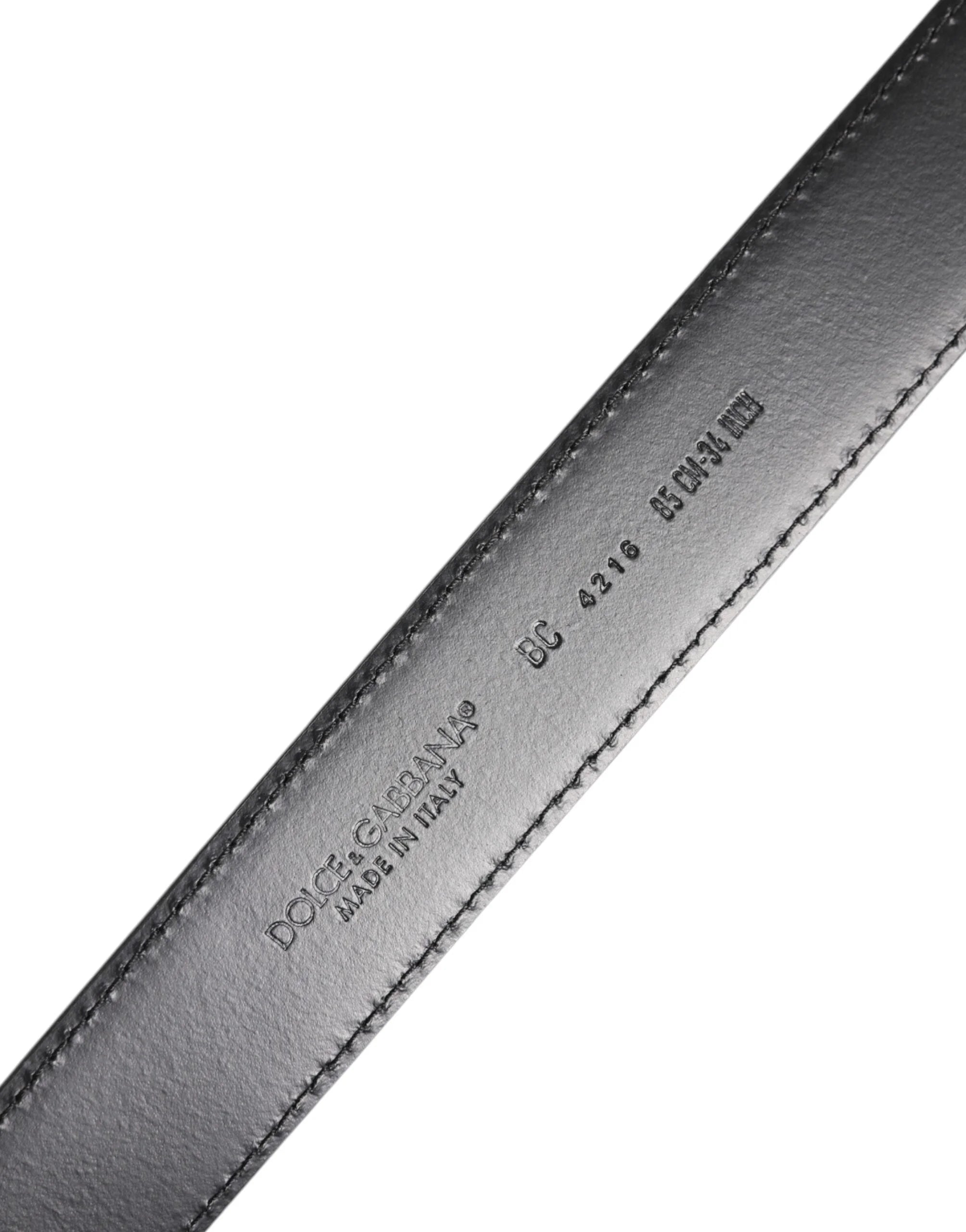 Dolce & Gabbana Black Classic Calf Leather Silver Buckle Belt - Belts