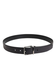 Dolce & Gabbana Black Classic Calf Leather Silver Buckle Belt - Belts