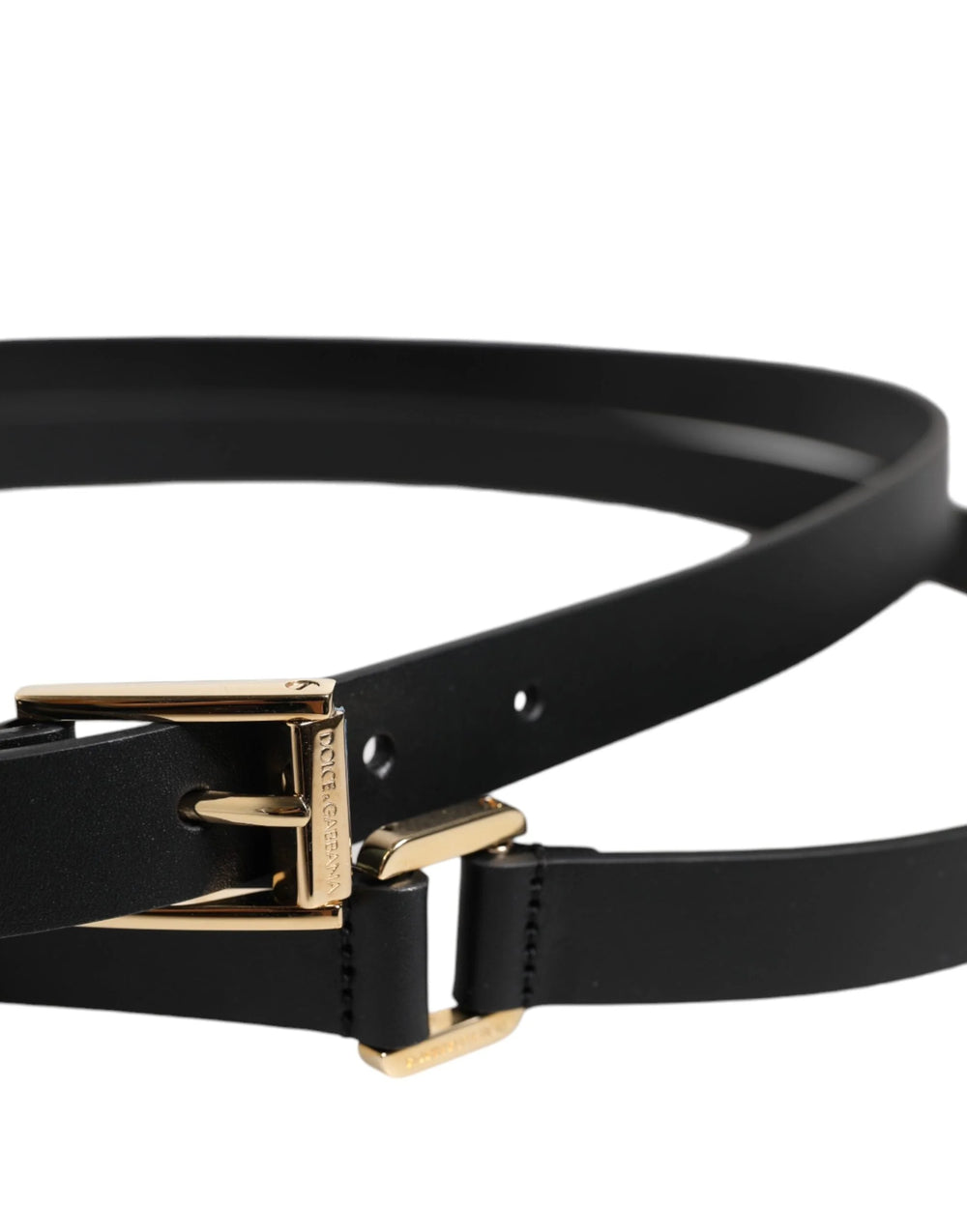 Dolce & Gabbana Black Classic Gold Metal Logo Buckle Belt - 100 cm / 40 Inches - Belts