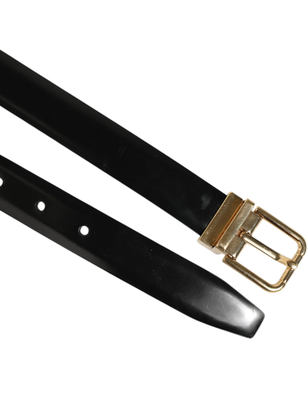 Dolce & Gabbana Black Classic Leather Gold-Tone Buckle Belt - 80 cm / 32 Inches - Belts
