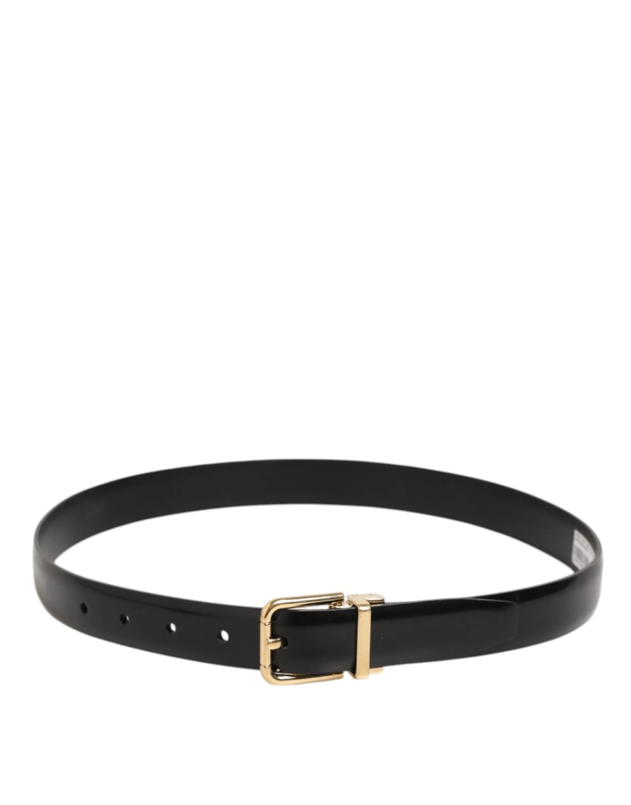 Dolce & Gabbana Black Classic Leather Gold-Tone Buckle Belt - 80 cm / 32 Inches - Belts