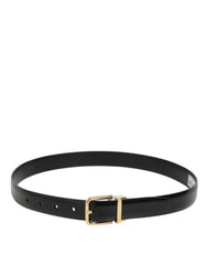 Dolce & Gabbana Black Classic Leather Gold-Tone Buckle Belt - 80 cm / 32 Inches - Belts