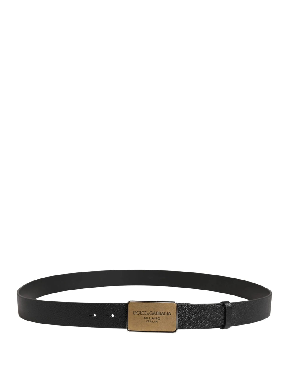 Dolce & Gabbana Black Classic Leather Logo Metal Buckle Belt - 115 cm / 46 Inches