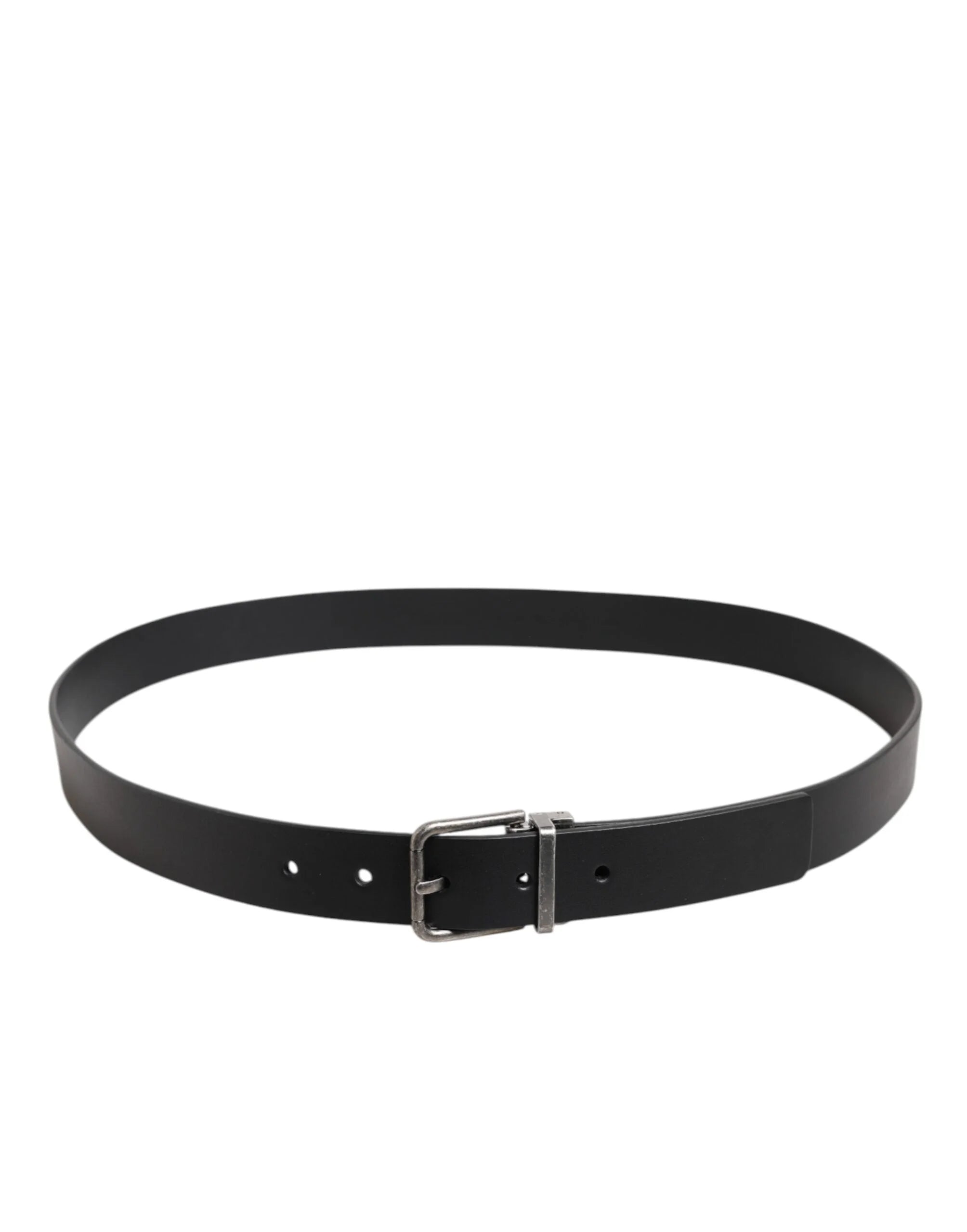 Dolce & Gabbana Black Classic Leather Metal Buckle Belt - Belts
