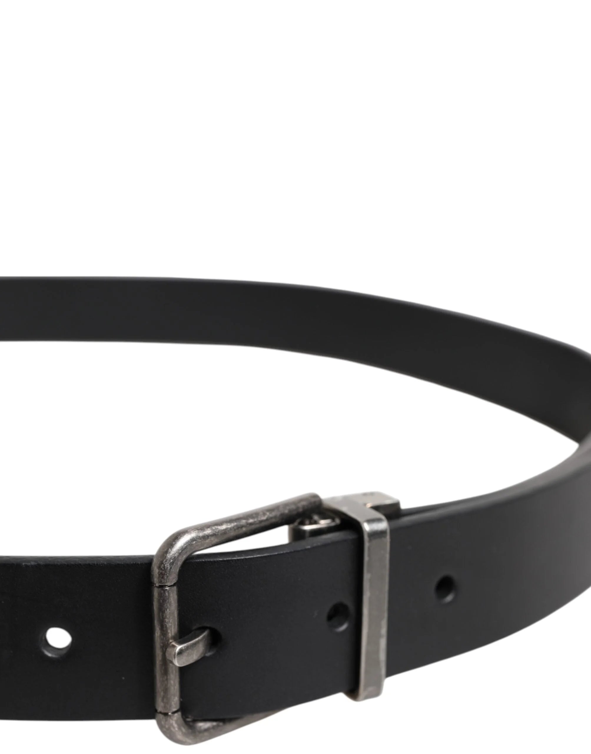 Dolce & Gabbana Black Classic Leather Metal Buckle Belt - Belts