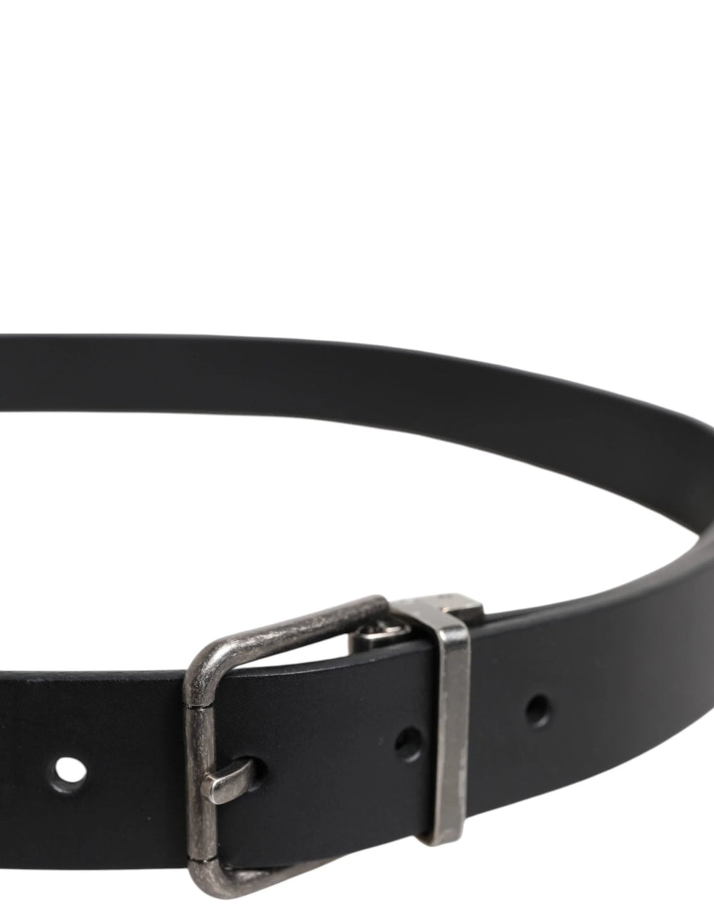 Dolce & Gabbana Black Classic Leather Metal Buckle Belt - Belts