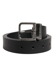 Dolce & Gabbana Black Classic Leather Metal Buckle Belt - Belts
