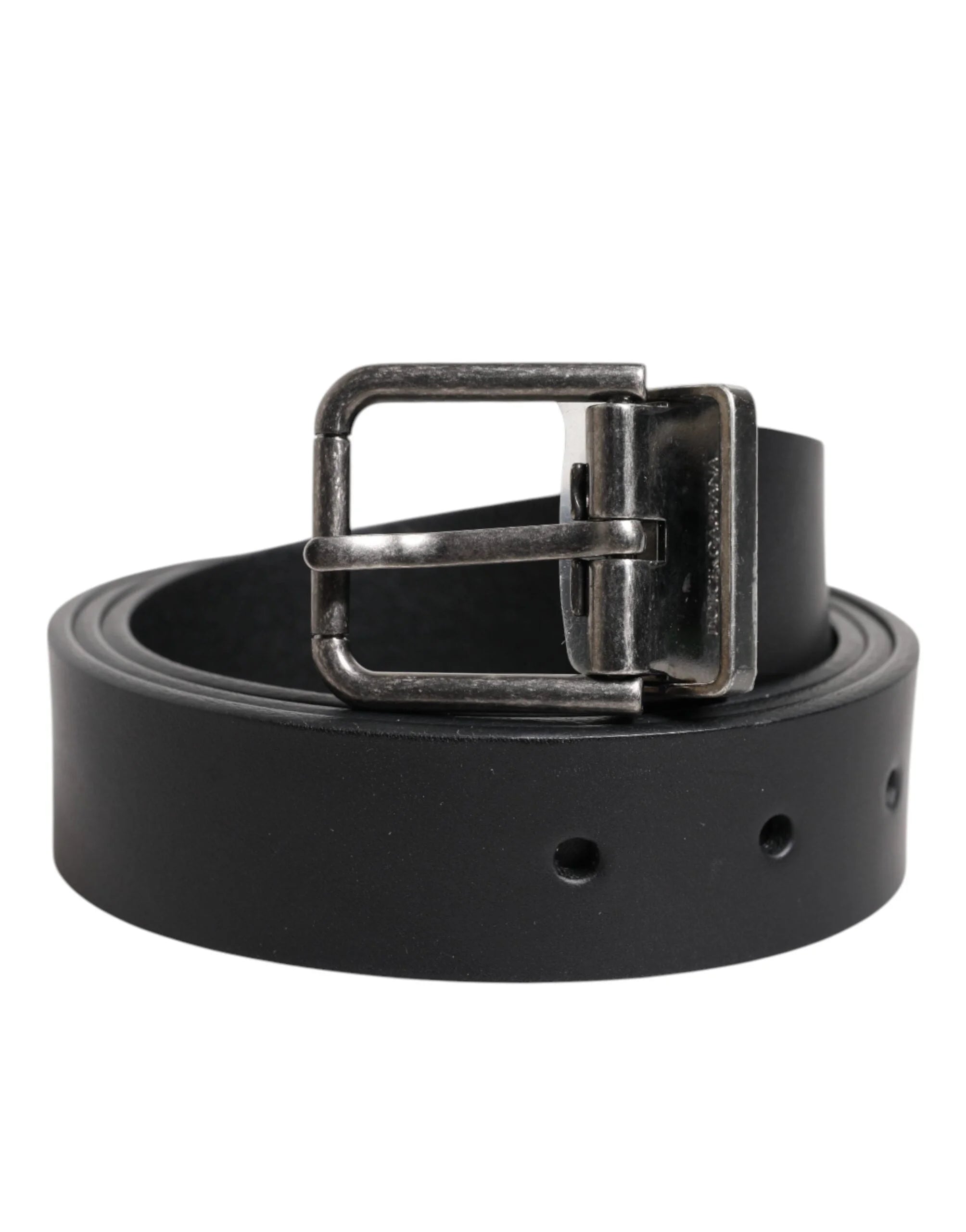 Dolce & Gabbana Black Classic Leather Metal Buckle Belt - Belts