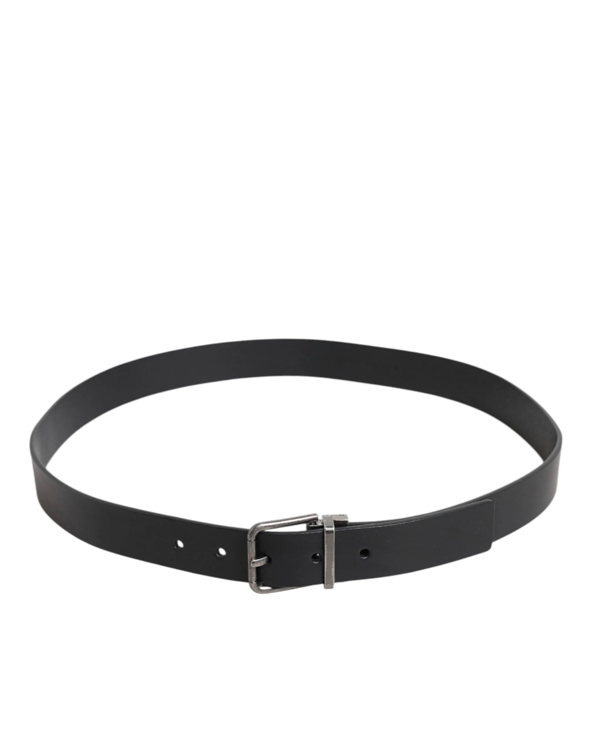Dolce & Gabbana Black Classic Leather Metal Buckle Belt - Belts